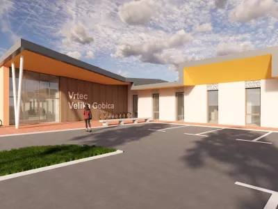 render - vizualizacijo osnutka zunanjega izgleda bodočega vrtca. 