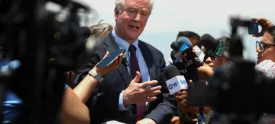 U.S. Senator Chris Van Hollen (D-MD) speaks to the media during a visit to El Salvador to advocate for the release of Kilmar Abrego Garcia, a Salvadoran man deported without due process by the administration of U.S. President Donald Trump as an alleged MS-13 gang member and sent to the Terrorism Confinement Center (CECOT), in San Salvador, El Salvador, April 16, 2025. REUTERS/Jose Cabezas