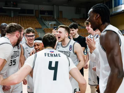 in action during second match of the semi-final of ABA 2 league 2024/25 basketball match between Iliriija and Zlatibor Mozzart in Hala Tivoli, Ljubljana, Slovenia on April 16, 2025