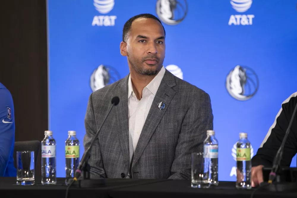 Nico Harrison- 10.08.2021 - novinarska konferenca Luke Dončića in vodstva ameri&scaron;ke ekipe Dallas Mavericks ob podpisu nove petletne pogodbe v vrednosti 207 milijonov dolarjev za sezono 2022/23, //FOTO: Matjaž Ru&scaron;t / Foto: Matjaž Ru&scaron;t