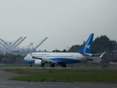 FILE PHOTO: A Boeing 737 MAX plane, intended for China's Xiamen Airlines, arrives at King County International Airport after returning from China due to ongoing tariff disputes, in Seattle, Washington, U.S. April 19, 2025. REUTERS/Dan Catchpole/File Photo