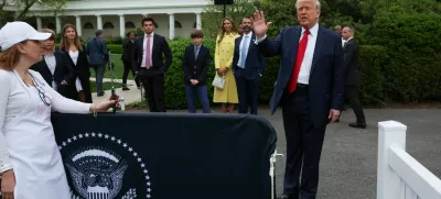U.S. President Donald Trump attends the annual White House Easter Egg Roll, on the South Lawn of the White House in Washington, D.C., U.S., April 21, 2025. REUTERS/Leah Millis