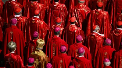 Members of the clergy attend the funeral Mass of Pope Francis in St. Peter's Square at the Vatican, April 26, 2025. REUTERS/Dylan Martinez