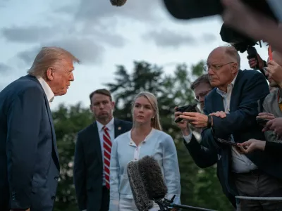 04 May 2025, US, Washington, D.C: US President Donald Trump speaks to the media at the White House. Photo: Andrew Leyden/ZUMA Press Wire/dpa / Foto: Andrew Leyden