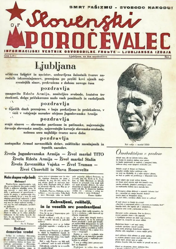 Slovenski poročevalec, ki je iz&scaron;el ob koncu vojne v Ljubljani. / Foto: Hrani Mestni Muzej Ljubljana