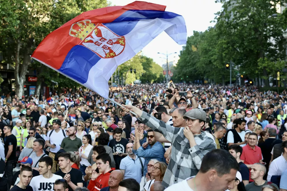 - 03.06.2023 &ndash; SRBIJA - Beograd - peti množični protest proti nasilju in korupcijski vladavini srbskega predsednika Aleksandra Vućića //FOTO: Jaka Gasar