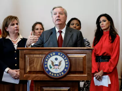 U.S. Senator Lindsey Graham (R-KY) unveils a nationwide abortion bill with new abortion restrictions, during a news conference alongside representatives from national anti-abortion organizations, on Capitol Hill in Washington, U.S., September, 13, 2022. REUTERS/Evelyn Hockstein
