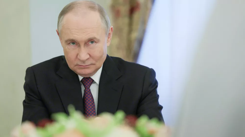 Russia's President Vladimir Putin attends a meeting with Patriarch Kirill of Moscow and All Russia and Patriarch of Serbia Porfirije in Moscow, Russia, April 22, 2025. Sputnik/Gavriil Grigorov/Pool via REUTERS ATTENTION EDITORS - THIS IMAGE WAS PROVIDED BY A THIRD PARTY.