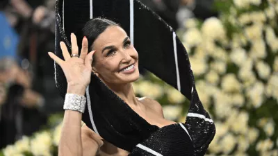 Demi Moore attends The Metropolitan Museum of Art's Costume Institute benefit gala celebrating the opening of the "Superfine: Tailoring Black Style" exhibition on Monday, May 5, 2025, in New York. (Photo by Evan Agostini/Invision/AP)