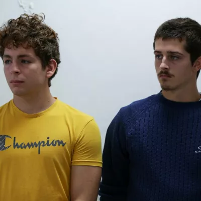Belgium nationals David Lornoy and Seppe Lodewijckx react during their sentencing, after they pleaded guilty of illegal possession and trafficking of garden ants, they were both fined U.S. dollars 7,700 or one year imprisonment, at the Jomo Kenyatta International Airport (JKIA) Law Courts, in Nairobi, Kenya May 7, 2025. REUTERS/Monicah Mwangi