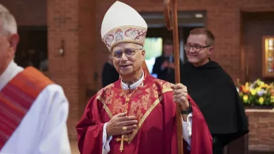 Cardinal Robert Prevost celebrates Mass at St. Jude Parish in New Lenox, Ill., in 2024. (Photo courtesy of the Midwest Augustinian Province of Our Mother of Good Counsel via AP)