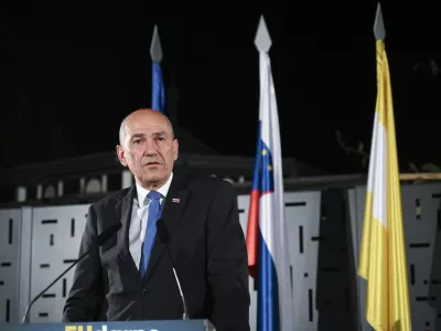 Janez Jan&scaron;a09.06.2024 - Evropske volitve 2024 - Volitve poslancev v Evropski parlament - sedež stranke SDS (Slovenska demokrtska stranka) //FOTO: Nik Erik Neubauer