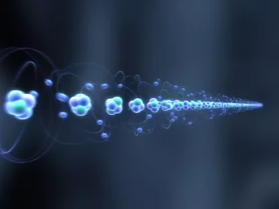 Atoms in a strand of hair.CGI Still