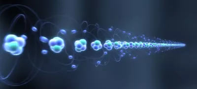 Atoms in a strand of hair.CGI Still