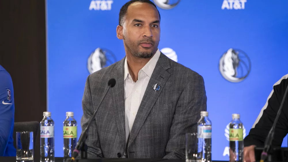 Nico Harrison- 10.08.2021 - novinarska konferenca Luke Dončića in vodstva ameri&scaron;ke ekipe Dallas Mavericks ob podpisu nove petletne pogodbe v vrednosti 207 milijonov dolarjev za sezono 2022/23, //FOTO: Matjaž Ru&scaron;t