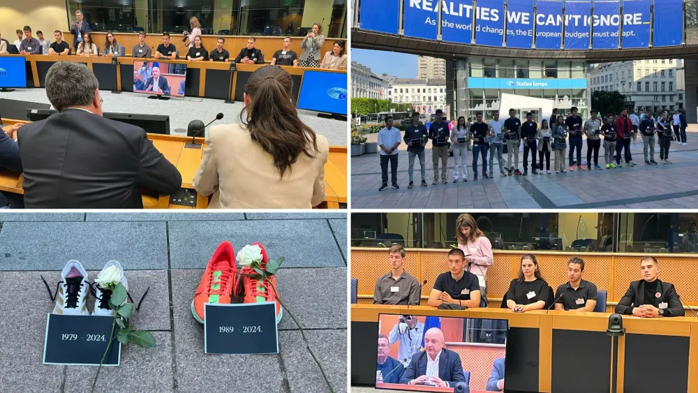 &Scaron;tudenti ultramaratonci so op zaključenem 2000 kilometrov dolgem teku obiskali evroposlance in jih obve&scaron;čali o dogajanju v Srbiji. Foto: X