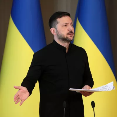13 May 2025, Ukraine, Kiev: Ukrainian President Volodymyr Zelensky speaks during a press conference. Photo: -/Ukrinform/dpa