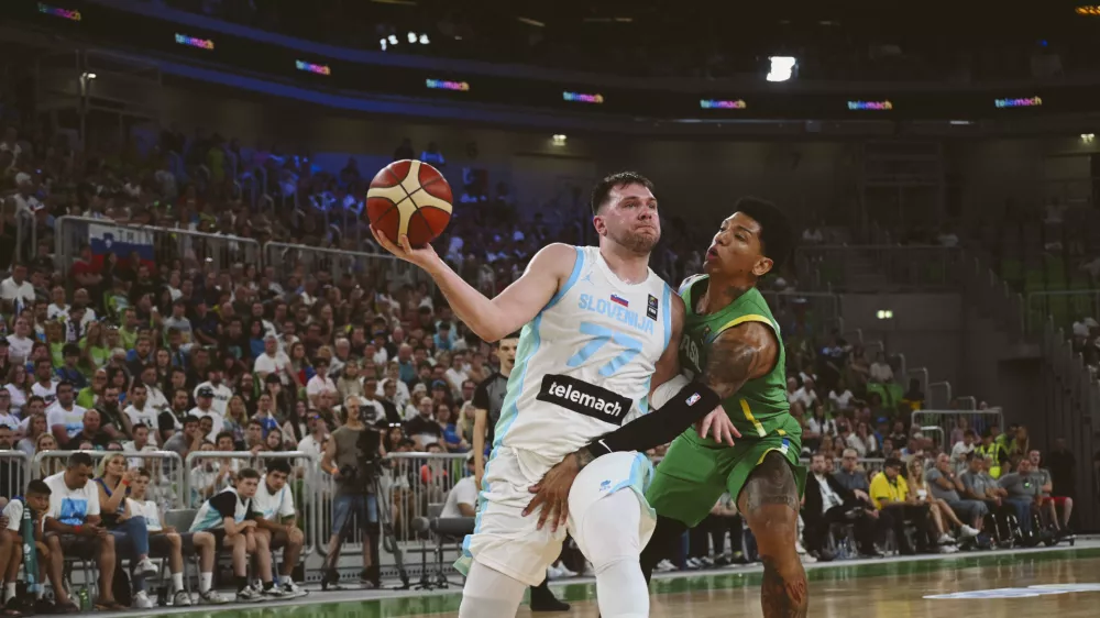 Luka Dončić28.06.2024 - Pripravljalna tekma v ko&scaron;arki, Slovenija: Brazilija, Stožice. FOTO: Nik Erik Neubauer