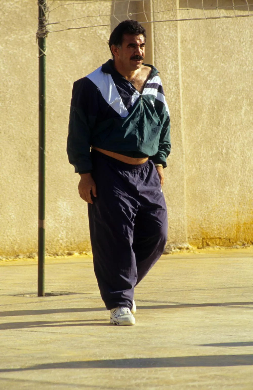 CBPYC2 PKK Kurdistan Workers Party guerrillas in training camp in Damascus 1994. Kurdish leader Abdullah Ocalan plays ball.. Image shot 1994. Exact date unknown.