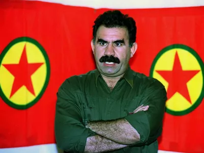 - FILE PHOTO SEP93 - Head of the Kurdish Workers Party guerrillas (PKK) Abdullah Ocalan speaks during a press conference held in the Bekaa Valley in this September 1993 file photo. [The elusive Kurdish rebel chief wanted by Turkey said in a public declaration October 19 that he was no longer in Syria, a statement likely to ease a security crisis between Ankara and Damascus. ]