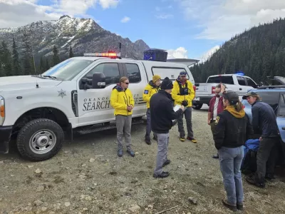 The Okanogan County Search and Rescue team responds to a climbing accident in the North Cascades mountains in Washington on Sunday, May 11, 2025. (Okanogan County Sheriff's Office via AP)