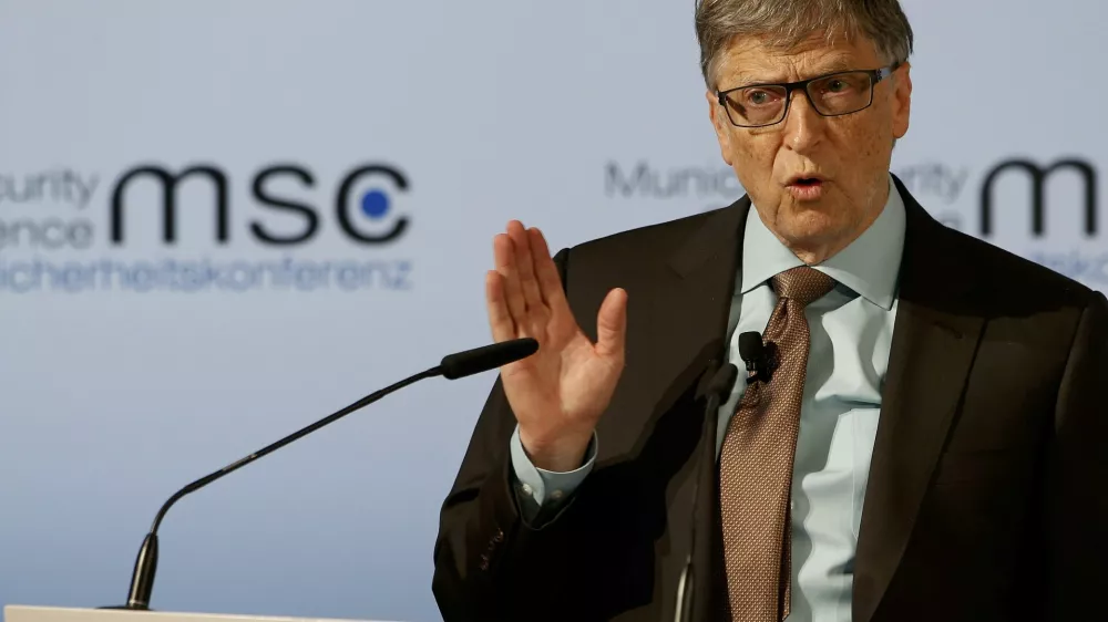Microsoft founder Bill Gates delivers his speech during the 53rd Munich Security Conference in Munich, Germany, February 18, 2017.  REUTERS/Michaela Rehle