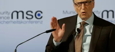 Microsoft founder Bill Gates delivers his speech during the 53rd Munich Security Conference in Munich, Germany, February 18, 2017.  REUTERS/Michaela Rehle