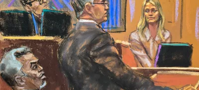Sean "Diddy" Combs's lawyer Marc Agnifilo cross examines Kerry Morgan before U.S. District Judge Arun Subramanian at Combs' sex trafficking trial in New York City, New York, U.S., May 19, 2025 in this courtroom sketch. REUTERS/Jane Rosenberg