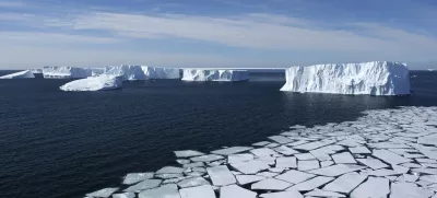 Ross Sea, Antarctica - Aerial View with Pack Ice and Icebergs, Eco Tourism