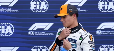 McLaren driver Lando Norris of Britain reacts after the qualifying session ahead of the Formula One Monaco Grand Prix race at the Monaco racetrack in Monaco, Saturday, May 24, 2025. (AP Photo/Manu Fernandez)