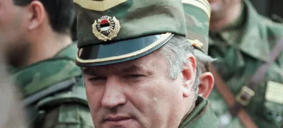 Bosnian Serb General Ratko Mladic leaves a meeting at the airport in Sarajevo, Bosnia and Herzegovina April 13, 1993. Picture taken April 13, 1993. REUTERS/Chris Helgren