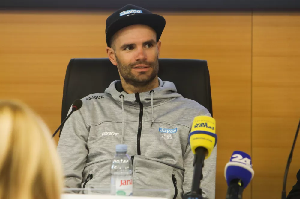 kolesar Luka Mezgec - 12.04.2023 &ndash; Kolesarska zveza Slovenije - predstavitev trase 29. kolesarska dirka Po Sloveniji 2023 - //FOTO: Bojan Velikonja