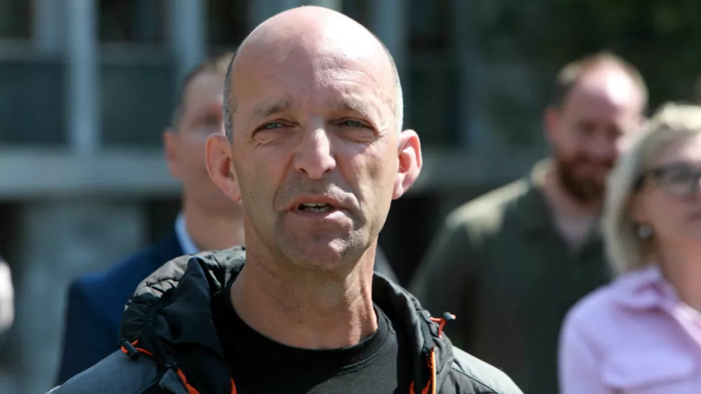 15.05.2025 - novinarska konferenca sindikatov in delavskih organizacij, ki nasprotujejo pokojninski reformiDavid &Scaron;varcFoto: Tomaž Skale