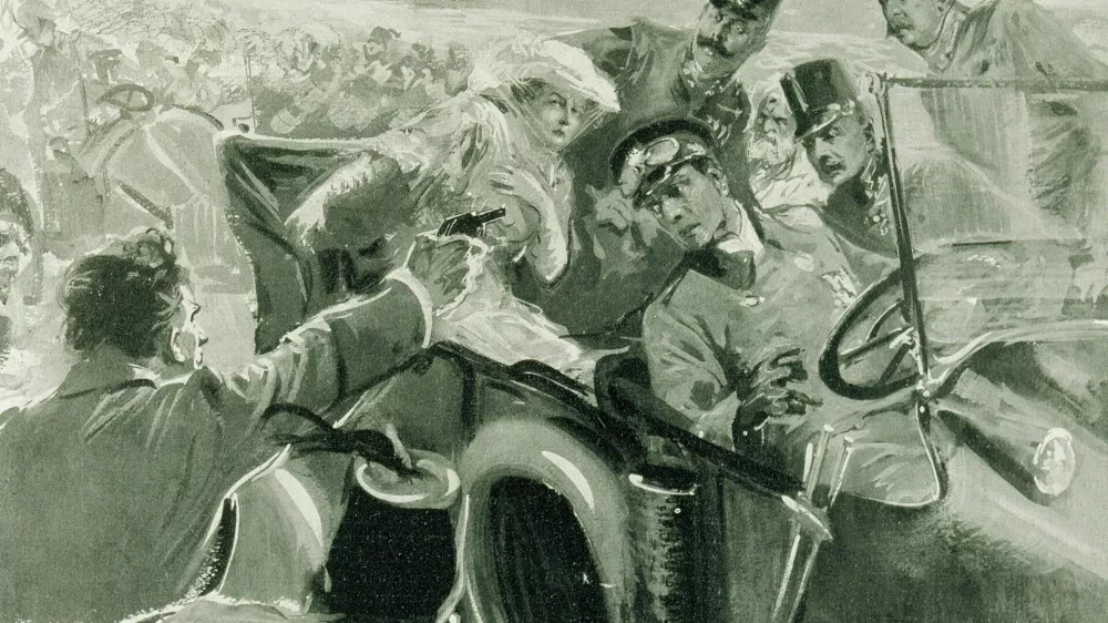 Takole so v časopisu leta 1914 upodobili atentat na avstrijskega prestolonaslednika Franca Ferdinanda. F Getty images