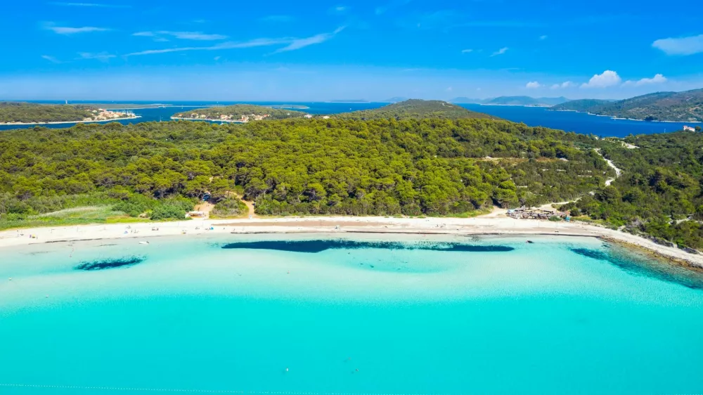 Turquoise lagoon bay on Sakarun beach on Dugi Otok island, Croatia, beautiful seascape and popular tourist destination