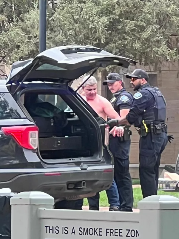 Law enforcement officers detain a suspect, after an attack that injured multiple people, in Boulder, Colorado, U.S. June 1, 2025, in this picture obtained from social media. X/@OpusObscuraX/via REUTERS THIS IMAGE HAS BEEN SUPPLIED BY A THIRD PARTY. MANDATORY CREDIT. NO RESALES. NO ARCHIVES.