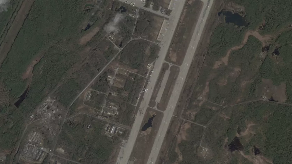 A satellite image shows Olenya airfield, before the Ukrainian drones attack targeting Russian military airfields, in the course of Russia-Ukraine conflict, in the Murmansk region, Russia, May 29, 2025. 2025 Planet Labs PBC/Handout via REUTERS  THIS IMAGE HAS BEEN SUPPLIED BY A THIRD PARTY. MANDATORY CREDIT.  REFILE - QUALITY REPEAT