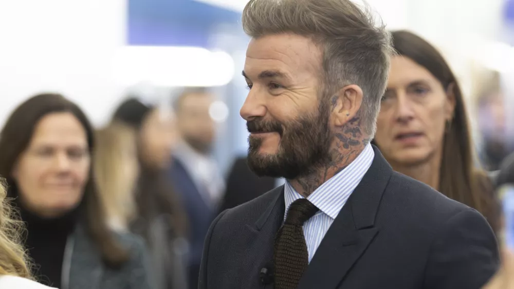 FILED - 21 January 2025, Switzerland, Davos: English former footballer David Beckham attends a session during the World Economic Forum Annual Meeting. Photo: Chris Heeney/World Economic Forum/dpa - ATTENTION: editorial use only and only if the credit mentioned above is referenced in full