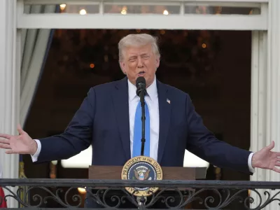 President Donald Trump speaks during a summer soiree on the South Lawn of the White House, Wednesday, June 4, 2025, in Washington. (AP Photo/Alex Brandon)