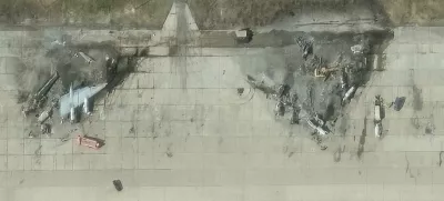 A satellite image shows destroyed TU 95 aircrafts in the aftermath of a drone strike at the Olenya air base, Murmansk region, Russia, June 4, 2025, Maxar Technologies/Handout via REUTERS THIS IMAGE HAS BEEN SUPPLIED BY A THIRD PARTY. NO RESALES. NO ARCHIVES. MANDATORY CREDIT. MUST NOT OBSCURE LOGO.