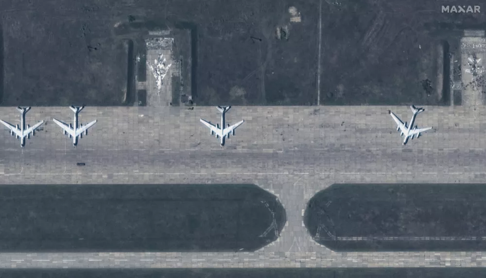 This satellite image provided by Maxar Technologies shows the Belaya Air Base before a Ukrainian drone attack in the Irkutsk region of eastern Siberia in Russia captured on May 22, 2025. (Maxar Technologies via AP)