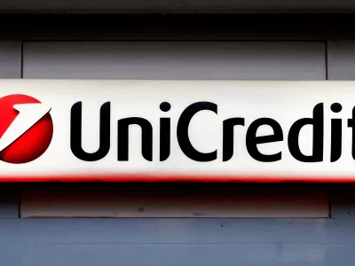 FILE PHOTO: UniCredit bank logo is pictured in Rome, Italy, November 25, 2024. REUTERS/Yara Nardi/File Photo