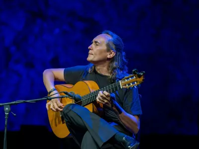MALAGA, SPAIN - AUGUST 19: Spanish artist Vicente Amigo performs on stage during Starlite Occident 2023 at Cantera de Nag&uuml;eles, Marbella, on August 19, 2023 in Malaga, Spain. (Photo by STARLITE/Redferns)