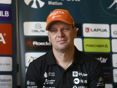slovenski biatlonski trener Janez Marič26.3.2025 - Biatlon - novinarska konferenca Jakova Faka in Anamarije Lampič po koncu leto&scaron;nje sezone svetovnega pokala.Foto: Luka Cjuha