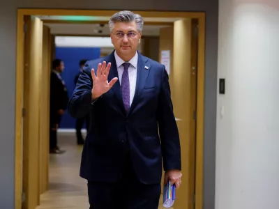 Croatia's Prime Minister Andrej Plenkovic walks on the day of a European Union leaders informal summit in Brussels, Belgium June 17, 2024. REUTERS/Johanna Geron
