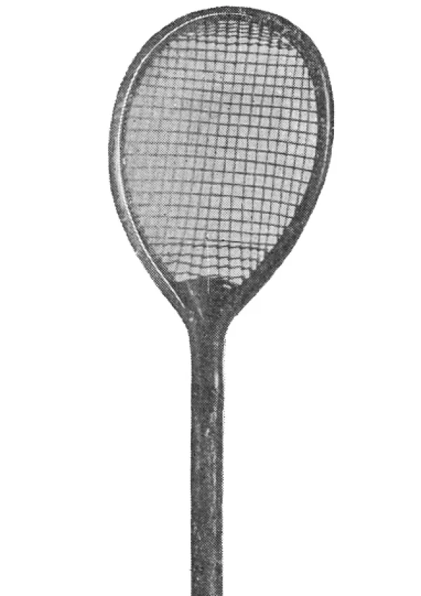 Teni&scaron;ki lopar iz leta 1876 z značilno rahlo po&scaron;evno glavo / Foto: Wikipedija