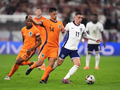 FILED - 10 July 2024, North Rhine-Westphalia, Dortmund: Netherlands' Tijjani Reijnders in action during the UEFA Euro 2024 Semi-final soccer match between Netherlands and England. Photo: Bradley Collyer/PA Wire/dpa
