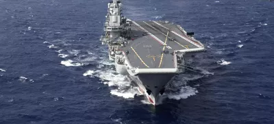 FILE - In this photo released by Xinhua News Agency, conventionally powered Chinese aircraft carrier Liaoning carries out a dual aircraft carrier formation exercise with the Shandong aircraft carrier, unseen, for the first time in the South China Sea in late October 2024. (Pu Haiyang/Xinhua via AP,File)