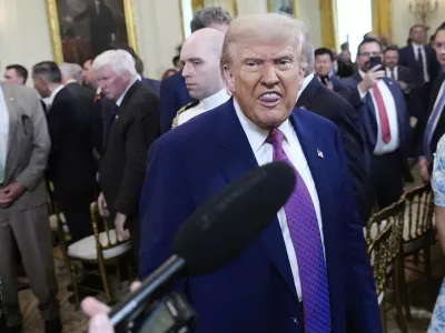 President Donald Trump departs after signing a bill blocking California's rule banning the sale of new gas-powered cars by 2035, in the East Room of the White House, Thursday, June 12, 2025, in Washington. (AP Photo/Alex Brandon)