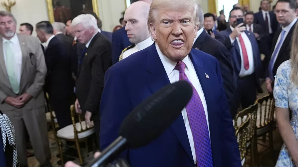 President Donald Trump departs after signing a bill blocking California's rule banning the sale of new gas-powered cars by 2035, in the East Room of the White House, Thursday, June 12, 2025, in Washington. (AP Photo/Alex Brandon)